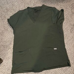 Figs Dark Green Scrub Top